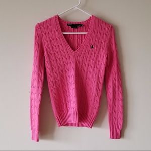  Ralph Lauren Sport V Neck Pink Sweater